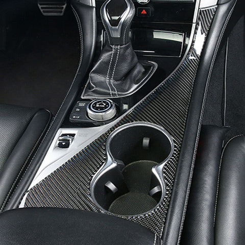 Carbon Fiber Console Water Cup Holder Panel Trim Frame Cover for Infiniti Q50 Q60 2017-2022
