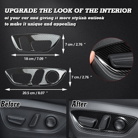 Carbon Fiber Texture Stainless Steel Seat Handle Panel Cover For Toyota Camry 2018-2024