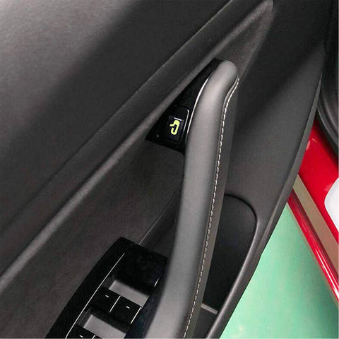 for Tesla Model 3 Door Exit Decal Set, Luminous Door Open Button Sticker Kit, Car Interior Door Button Icon Sticker, 8pcs Fluorescent Yellow