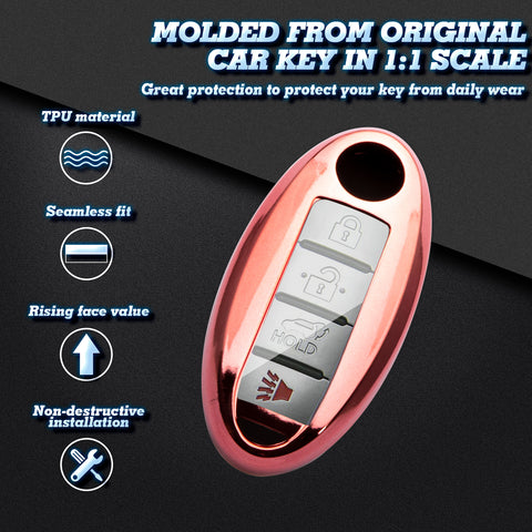 Black Soft TPU + Hard ABS Remote Smart Key Fob Shell Cover For Nissan 3 4 5 Buttons