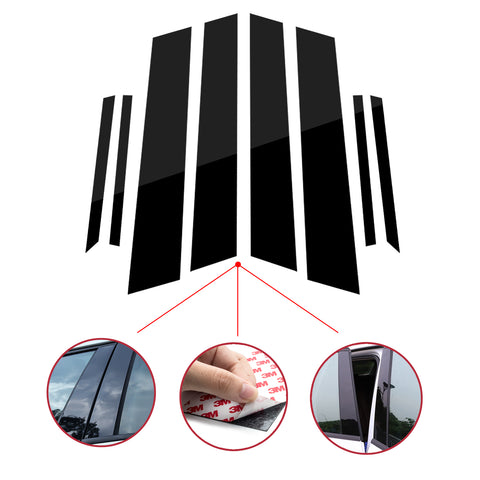 8pcs Black Exterior Window Pillar Posts Molding Pre-Cut Cover Side Door Trims For Honda Civic Sedan 2012 2013 2014 2015