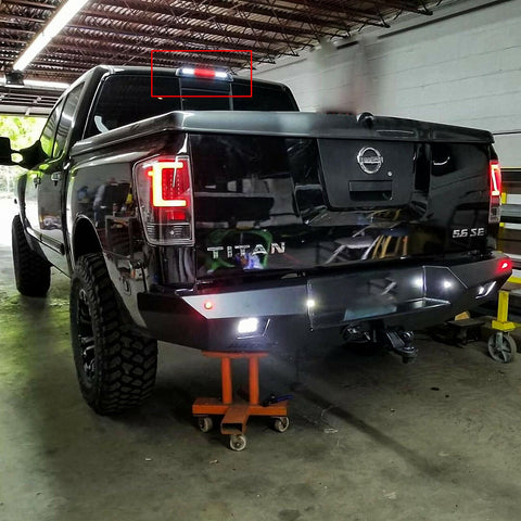Chrome / Smoked Housing LED 3rd Third Brake Tail Light High Mount Stop Cargo Lamp for Nissan Titan 2004-2015, Super Bright 26-SMD