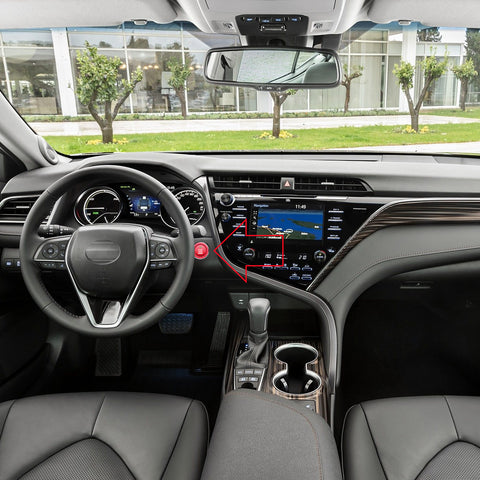 Aluminum Keyless Engine Start Stop Push Button Cover with Surrounding Trim Ring for Toyota Camry 2018 2019 2020, Car Engine Ignition Push Start Button Cap Decoration