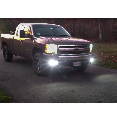 White LED Fog Light w/Bracket for Chevrolet Silverado 1500 2500 3500 1999-2002, LED Driving Fog Lamp Set Compatible with Chevrolet Suburban Tahoe 2000-2006, Clear Lens
