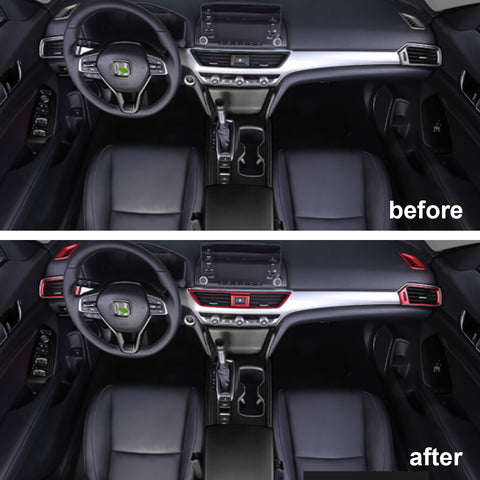 Set of Center Console Middle & Dashboard Side Air Vent AC Outlet Cover Trim, Sporty Red, Compatible with Honda Accord 10th Gen 2018-2022