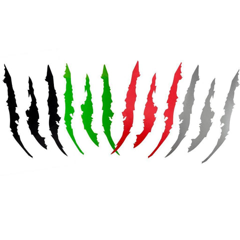 12 inch Vinyl Headlight Taillight Claw Scar Scratch Decal Monster Stripe Decor Sticker Black/ Green/ Red/ Silver