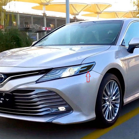 Carbon Fiber Style Front Headlight Eye Edge Cover Trim for Toyota Camry 2018-2020, Sporty Racing Car Headlight Eyelid Eyebrow Molding Decoration