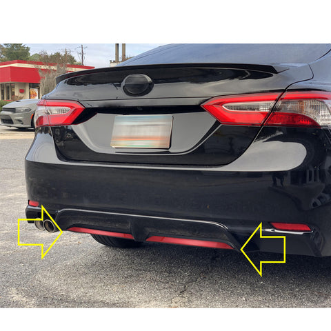 for Toyota Camry 2018-2024 Rear Bumper Lower Lip Guard Cover Trim, Red Stainless Steel Car Rear Bumper Plate Pad Cover Molding