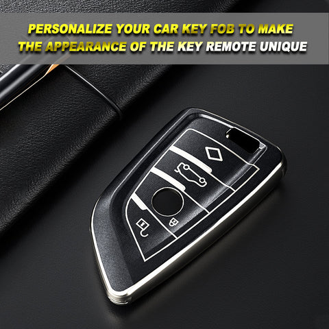 1Pc Black Anti-Fingerprint Remote Control Keyless Cover Case Protector For BMW