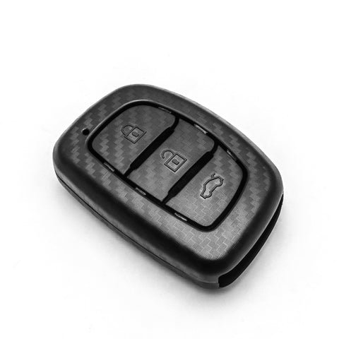 Matte Carbon Fiber Finish Full Sealed Key Fob Shell Case Protective Hard Cover for Hyundai Accent Santa Fe Elantra Tucson 3-Button Key