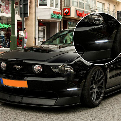 2x Smoked Lens Amber / White LED Front Side Marker Light Lamp Kit for Ford Mustang 2010-2014, Direct Replace, Super Bright 27-SMD