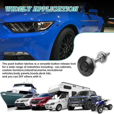 Universal Black Car Exterior Bumpers Fender & Trunk Quick Release Fasteners Hatch Lids Kit