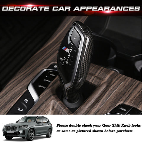 For BMW 3 4 5 7 Series X3 Carbon Fiber Black Gear Shift Knob Shell Cover Trim
