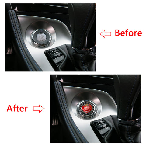 2x Carbon Fiber Red Engine Start Stop Button + Ring Covers For Infiniti Q50 Q60