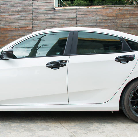 12pcs Carbon Fiber Pattern Car Side Door Handle Cover + Door Handle Bowl Panel Cover Set for Honda Civic 2016-2019