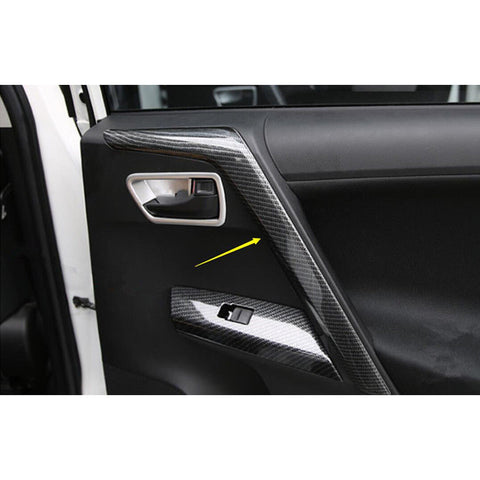 4pcs Carbon Fiber Look Car Inner Door Pull Handle Cover Armrest Grab Trim Strip for Toyota RAV4 2016-2018