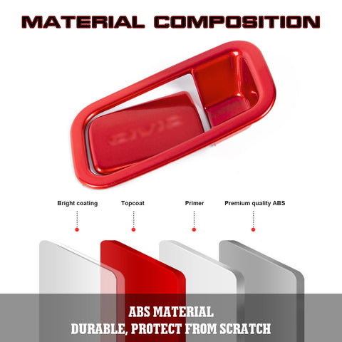 Red Sporty Storage Box Handle Overlay Molding Cover For Honda Civic 10th Gen 2016-2021