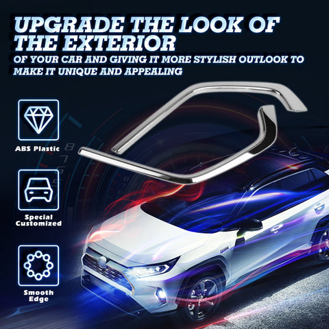 2pcs Auto Exterior Front Bumper Grille Frame Strip Cover Trim Compatible with Toyota RAV4 2019-2024, Chrome Silver