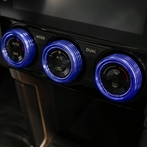3pcs Blue/ Red/ Silver Aluminum Air Condition Switch Knob Volume Control Knob Ring Cover Trim for Subaru Imprea WRX STI 2014+