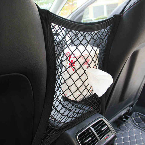 Car Seat Storage Mesh Organizer, Universal Car Seat Organizer Cargo Net Hook Pouch Holder for Purse Bag Phone Tissues, Dog Car Net Barrier, Pets Children Kids Disturb Stopper