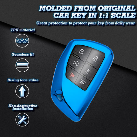 Blue Soft TPU Full Protect Remote Key Fob Cover For Chevrolet Suburban 2021-2022
