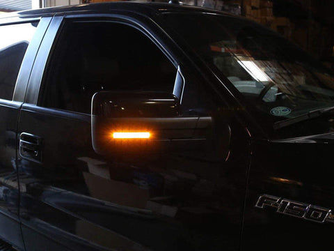 2x LED Clear Lens / Smoked Lens Side Mirror Marker Turn Signal Parking Light for Ford F-150 & Raptor 2009-2014 - Chrome Housing