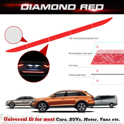 Red Exterior Reflective Body Safety Warning Strip Decals Universal for Car Trunk