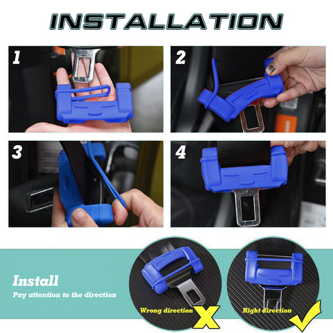 2X Blue Anti-Scratch Car Seat Belt Buckle Clip Protector Safety Cover Universal
