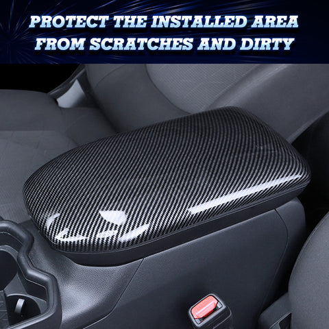 Carbon Fiber Texture Inner Central Console Armrest Box Cover Trim For Toyota RAV4 2019-2024