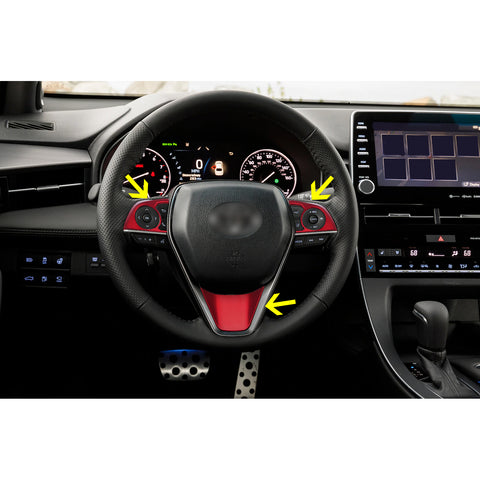 3pcs Red ABS Steering Wheel Frame Cover Trim for Toyota Camry 2018-2024, Fit Toyota Corolla Hatchback 2019-2024