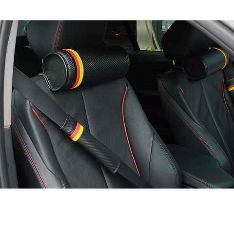 Embroidery Black Carbon Fiber Seat Belt Cover Shoulder Pad with Germany Flag