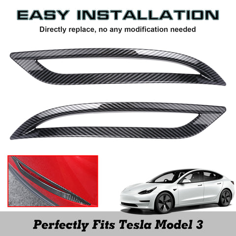 For Model 3 2017-2023 Carbon Fiber Look Rear Reflector Fog Light Bezel Cover