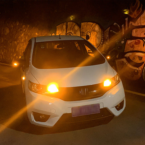 2pcs Error Free 1156 1141 BA15S / 7443 7440 T20 / 1157 2057 7528 BAY15D / 3157 3156 3057 4157 LED Turn Signal Light Bulb, Anti Hyper Flash Canbus Yellow Orange LED Bulb Replacement, No Load Resistor Need