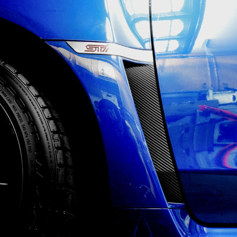5D Carbon Fiber Style / Matte Red Fender Vent Overlays Vinyl Decal Trim for Subaru WRX STI 2015-2021