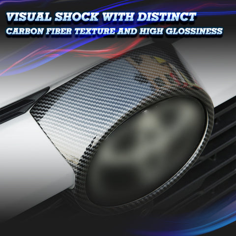 Front Grille Logo Frame Cover Trim Compatible with Toyota RAV4 2019-2024(Carbon Fiber Pattern)