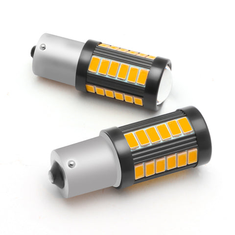 2x 1156 BA15S Amber Yellow Rear Turn Signal Light DRL 33-SMD LED Bulbs Lamp 7506