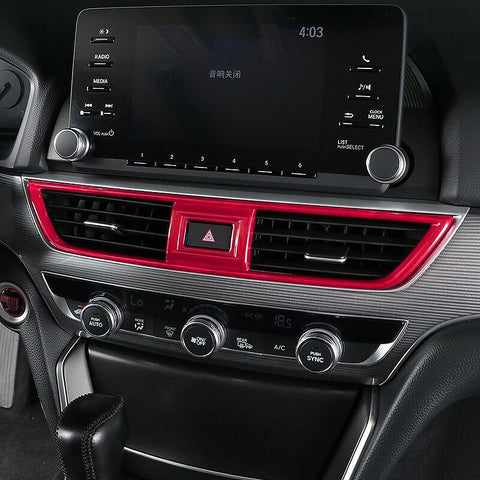 Red ABS Central Dashboard Air Vent AC Outlet Frame Cover Trim for Honda Accord 2018 2019