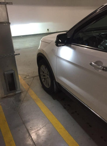 2pcs Xenon White / Ice Blue Error Free High Power LED Side Mirror Puddle Lights for Ford F-150 Raptor Explorer Expedition