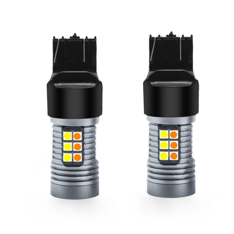 LED Turn Signal Parking/DRL Lights 7443 7444 Switchback Amber White Dual Color
