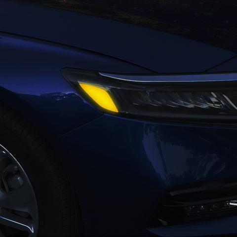 2pcs Yellow Headlight Eyebrow Eyelid Reflective Sticker Trim for Honda Accord 2018 2019, Styling Headlamp Eye Lid Warning Safety Reflector Overlay Decal