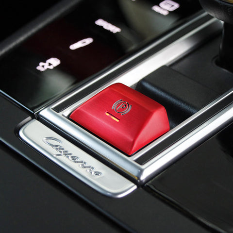 Car Interior Parking Brake P Button Switch Knob,Handbrake Button Frame Decoration Cover Sticker Compatible with Porsche Cayenne Panamera 2018-2021 (Red)