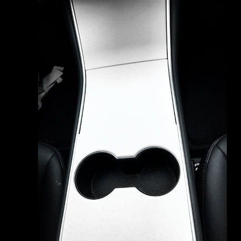 3pcs for Tesla Model 3 Center Console Wrap Sticker, Armrest Cup Holder Box Panel Trim, Protective Film Anti-Scratch Decal, Black Color Carbon Fiber Pattern / Matte Black / Matte White / Brushed Silver