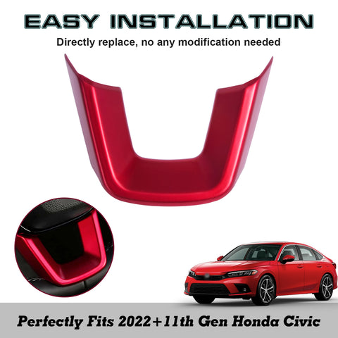Red Inner Steering Wheel Lip Decoration Cover Trim For Honda Civic 11th Gen 2022-up, Accord CRV HRV 2023-up