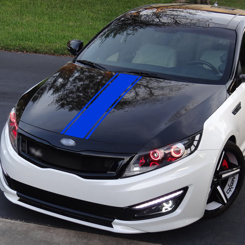 3X Blue KK Vinyl Front Hood Bumper Fender Trunk Stripe Stickers Decal For Car