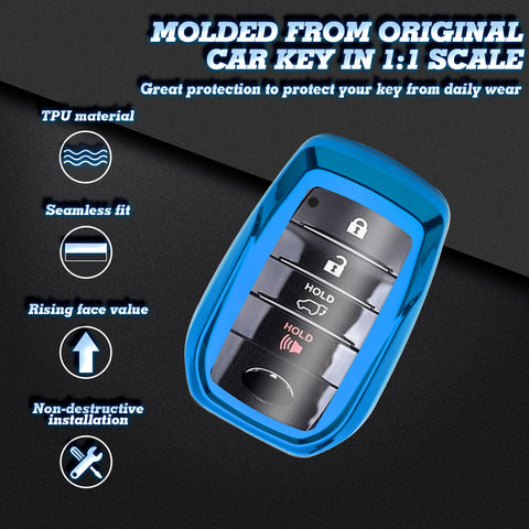 Blue Soft TPU Full Protect Remote Key Fob Cover For Toyota Land Cruiser 2018-up
