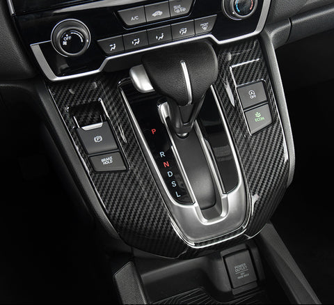 Carbon Fiber Style Gear Shift Knob Console Panel Frame Cover Trim for Honda CR-V CRV 2017 2018 2019 2020 2021