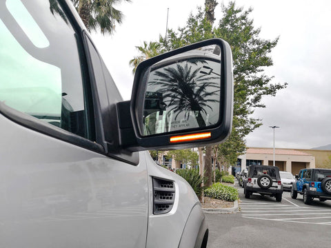 2x Smoked/ Clear Lens LED Turn Signal Light Side Marker View Mirror Indicator Lamp for Ford F-150 2004-2014 - Chrome housing