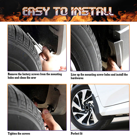 4PCS Front&Rear Mud Flap Splash Guard Accessories For 2016-21 Honda Civic Sedan