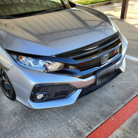 Glossy Black ABS Front Bumper Grille Strip Panel Molding For Civic 2016-2021