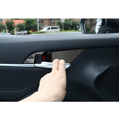 8pcs ABS Carbon Fiber Car Interior Door Handle Bowl Cover Trim Frame Decor for Toyota Camry 2018-2024